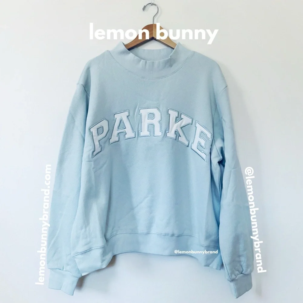 PARKE Heritage Bridal Varsity Mockneck Something Blue + White Size L/XL New NWT - Picture 2 of 14